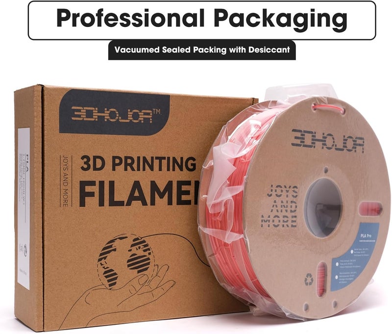 3DHoJor خيوط PLA Pro (PLA+) بقطر 1.75 مم، خيوط طابعة ثلاثية الأبعاد، بكرة كرتونية، دقة +/- 0.03 مم، حمراء، 1 كجم - Image 5
